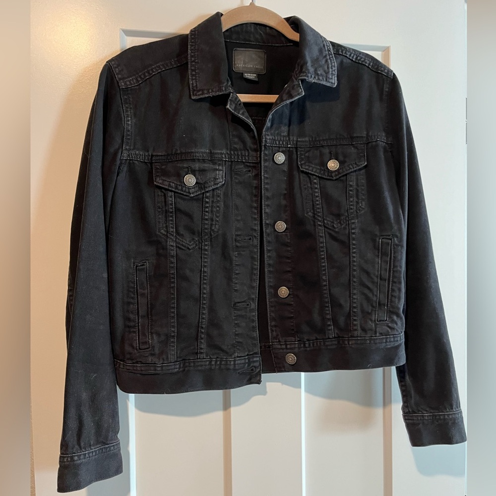 American Eagle Black Oversized Jean Jacket